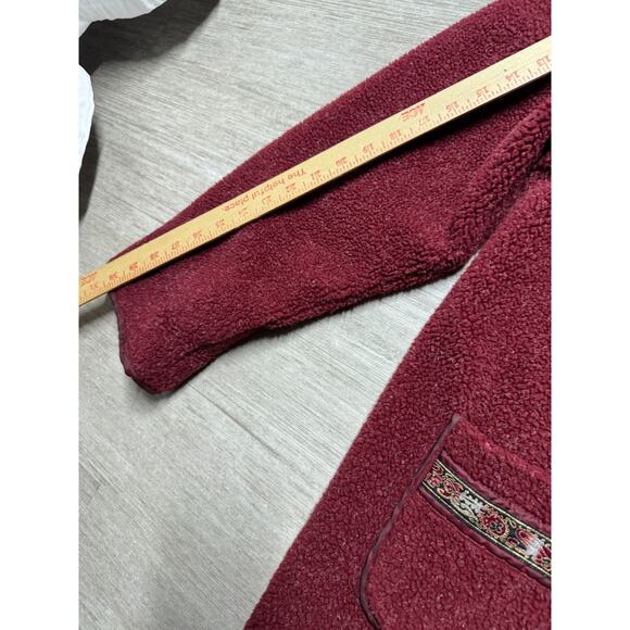CS Signature Reversible Fleece Jacket Women's L Red Button Front Coat Cozy Warm - Picture 7 of 8